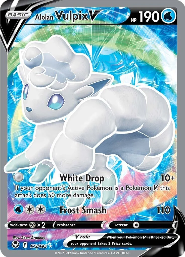 Alolan Vulpix V (Full Art) 173/195 - (SWSH12: Silver Tempest) (Ultra Rare) Holofoil