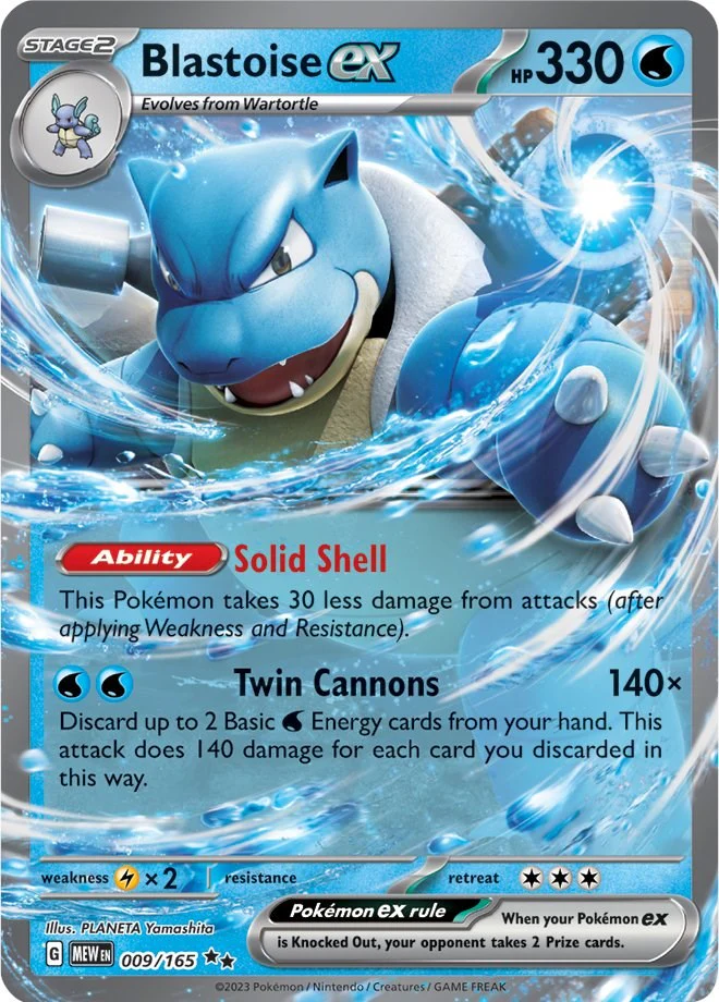 Blastoise ex - 009/165 - (SV: Scarlet & Violet 151) (Double Rare) Holofoil