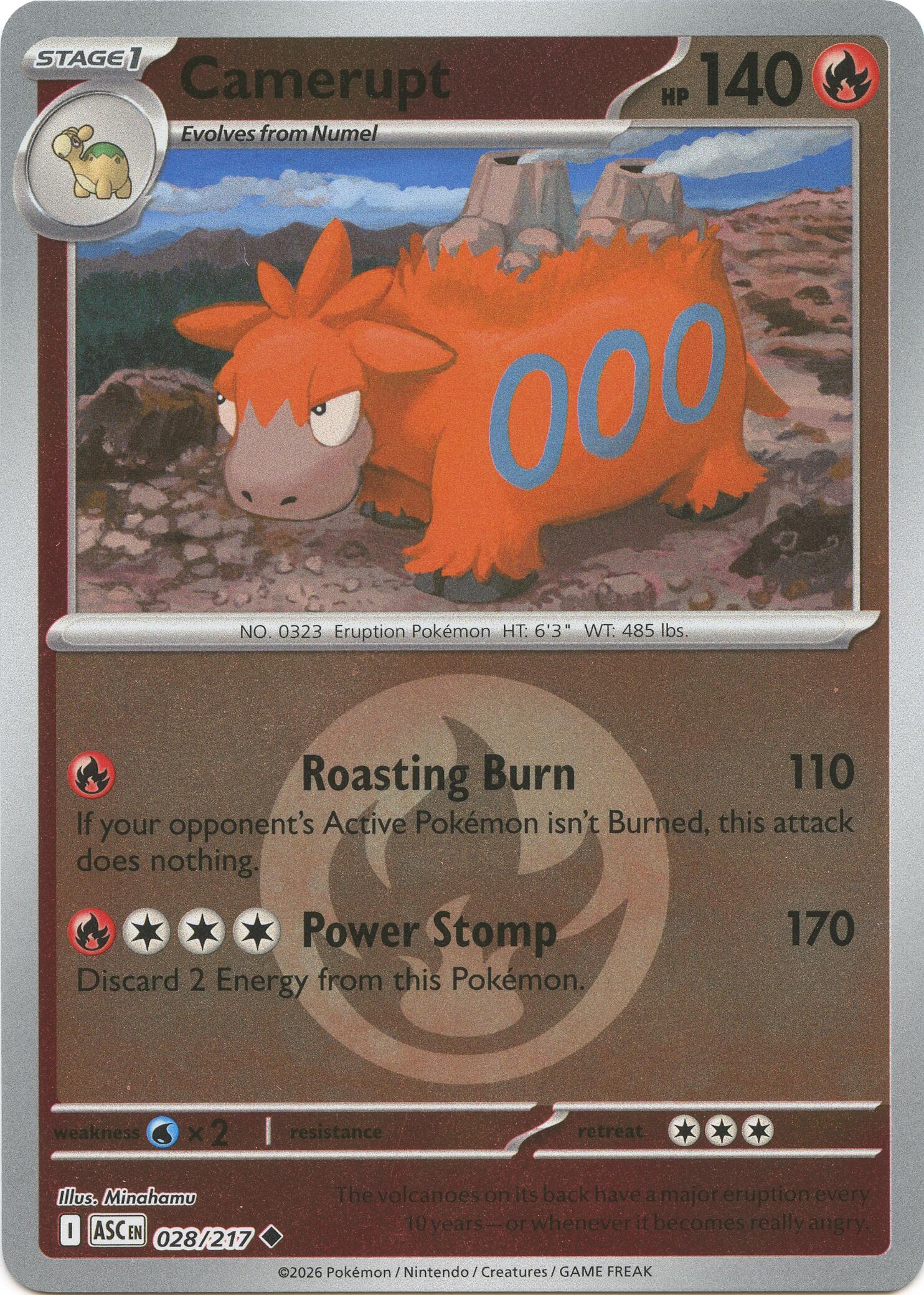 Camerupt (Energy Symbol Pattern) 028/217 - (ME: Ascended Heroes) (Uncommon) (Reverse Holofoil)