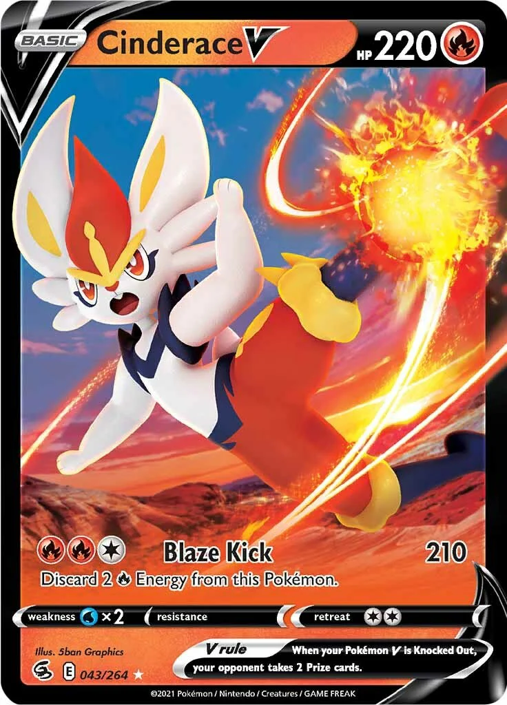 Cinderace V (43) 043/264 - (SWSH08: Fusion Strike) (Ultra Rare) Holofoil