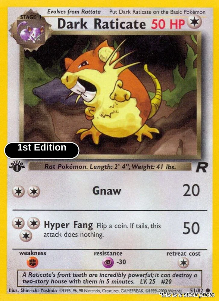 Dark Raticate 51/82 - (Team Rocket) (Common) 1st Edition