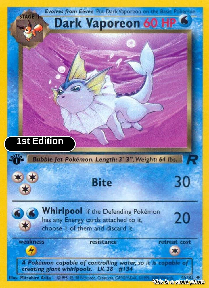Dark Vaporeon 45/82 - (Team Rocket) (Uncommon) 1st Edition