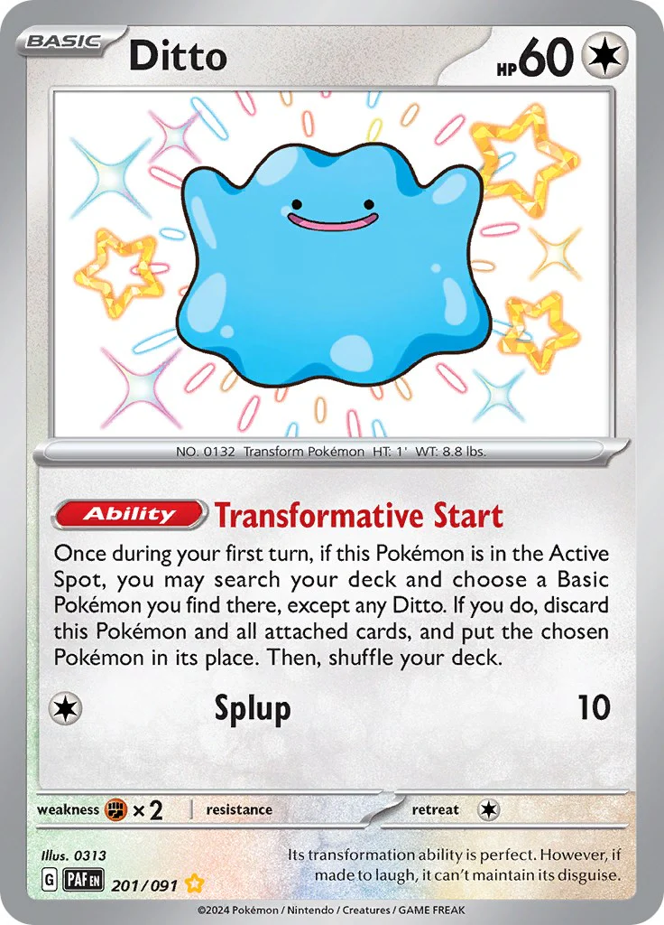 Ditto 201/091 - (SV: Paldean Fates) (Shiny Rare) Holofoil