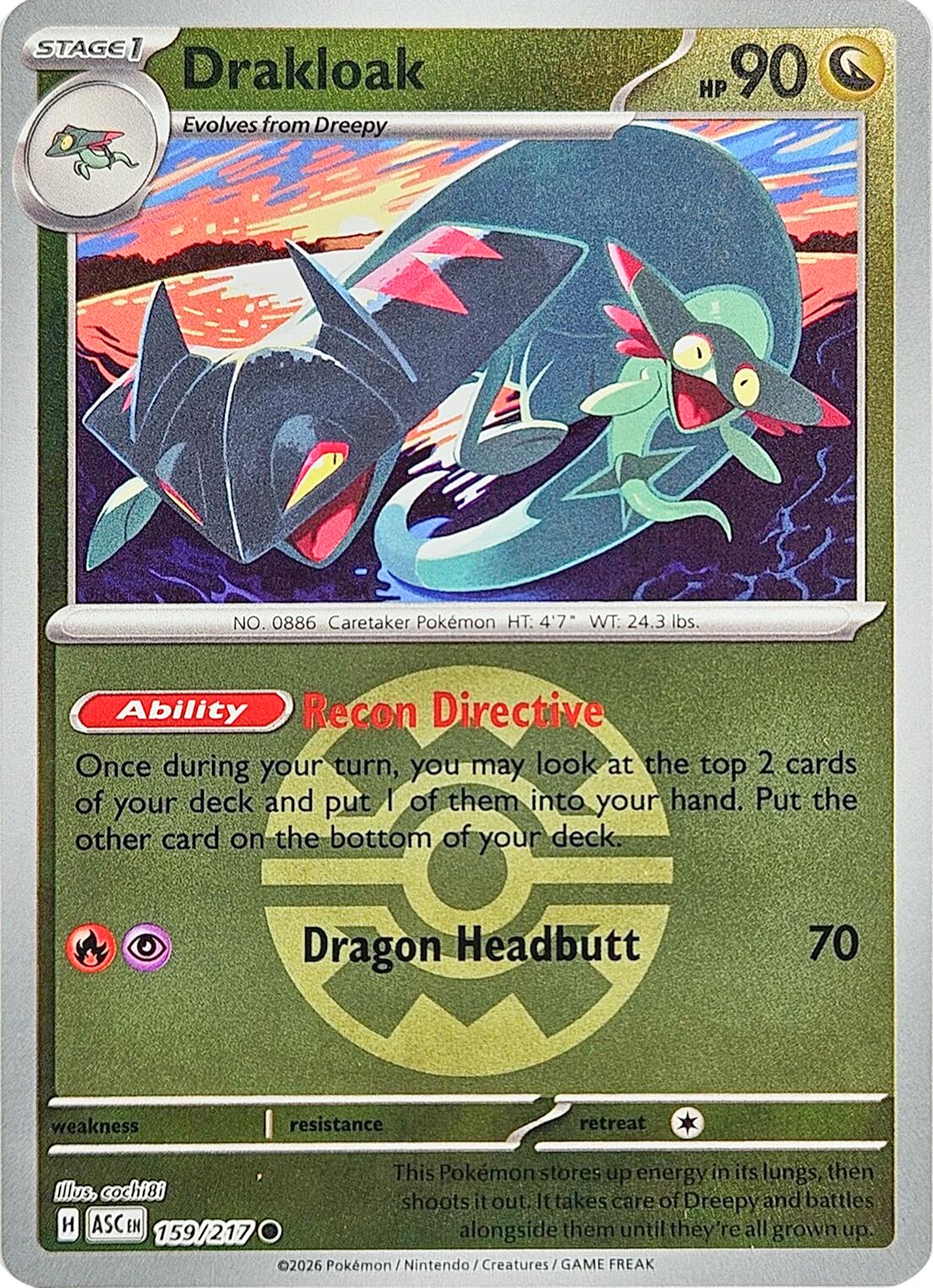 Drakloak - 159/217 (Quick Ball) 159/217 - (ME: Ascended Heroes) (Common) (Reverse Holofoil)