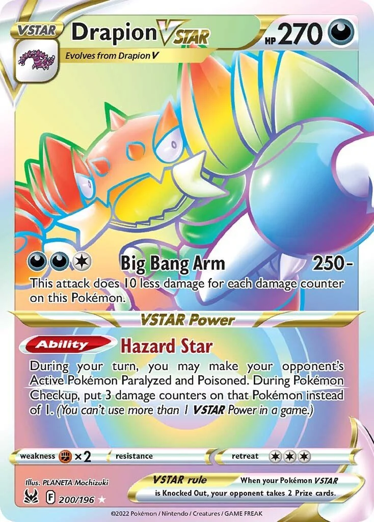 Drapion VSTAR (Secret) 200/196 - (SWSH11: Lost Origin) (Secret Rare) Holofoil