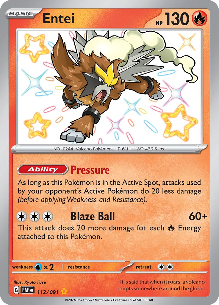 Entei 112/091 - (SV: Paldean Fates) (Shiny Rare) Holofoil