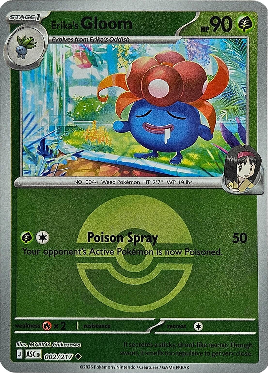 Erika's Gloom (Poke Ball) 002/217 - (ME: Ascended Heroes) (Uncommon) (Reverse Holofoil)