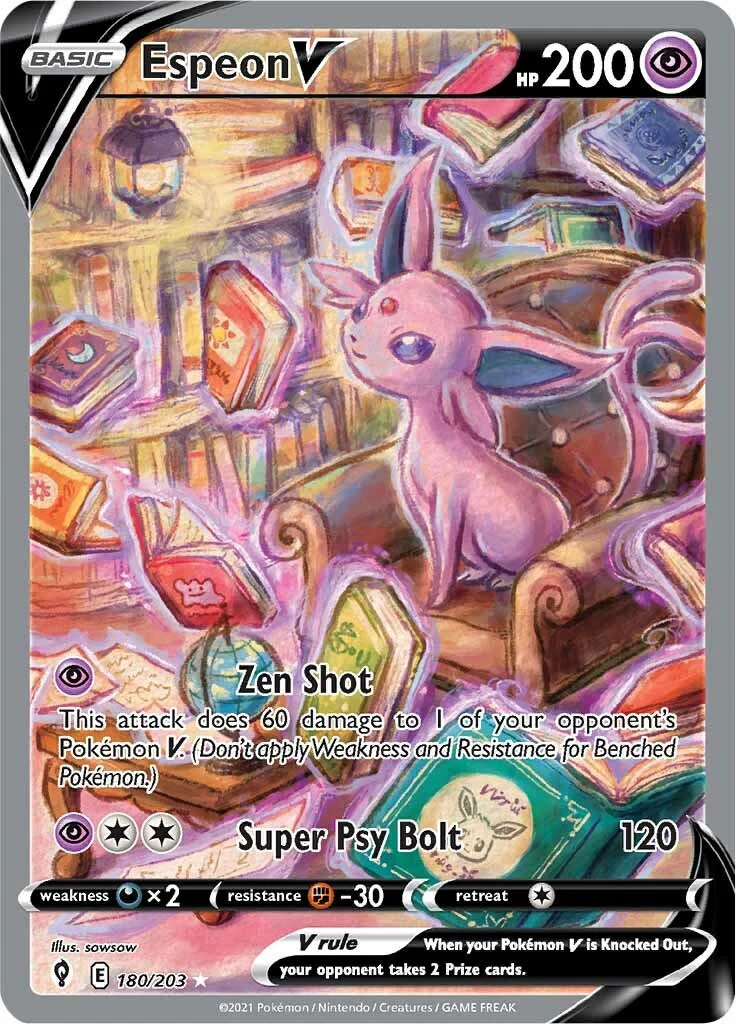 Espeon V (Alternate Full Art) 180/203 - (SWSH07: Evolving Skies) (Ultra Rare) Holofoil