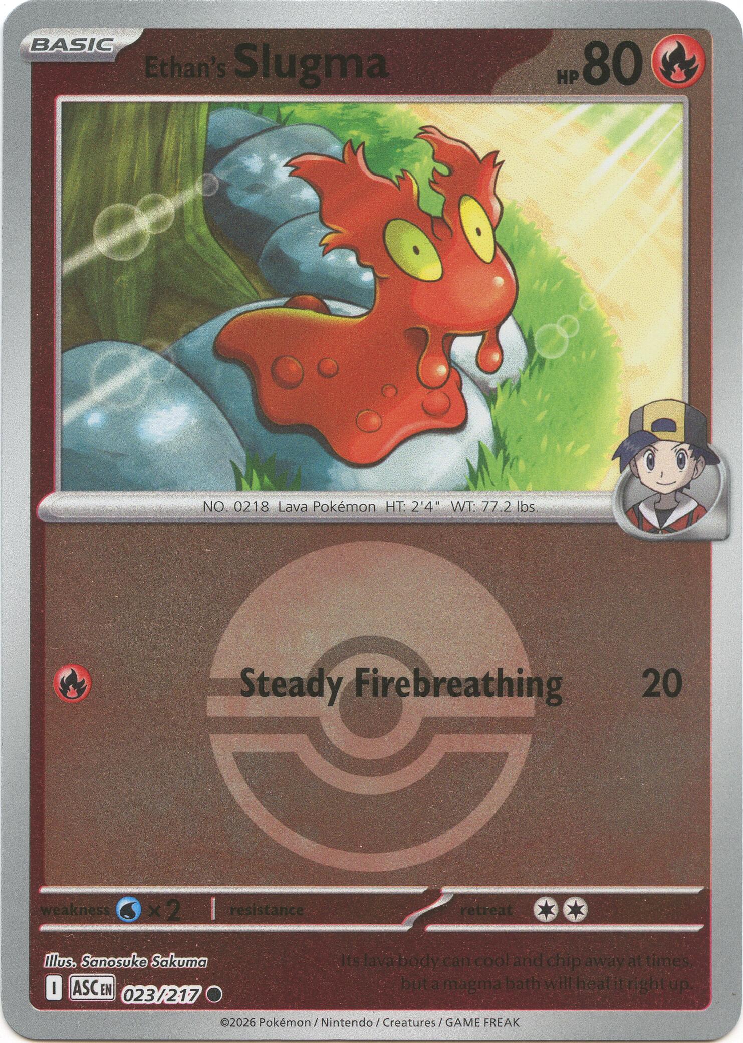 Ethan's Slugma (Poke Ball) 023/217 - (ME: Ascended Heroes) (Common) (Reverse Holofoil)