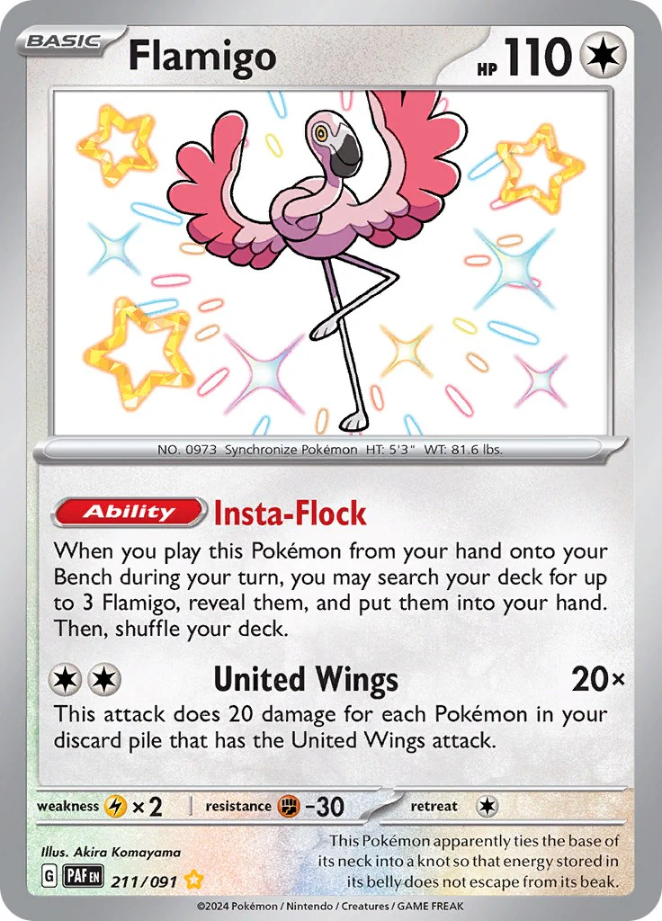 Flamigo 211/091 - (SV: Paldean Fates) (Shiny Rare) Holofoil
