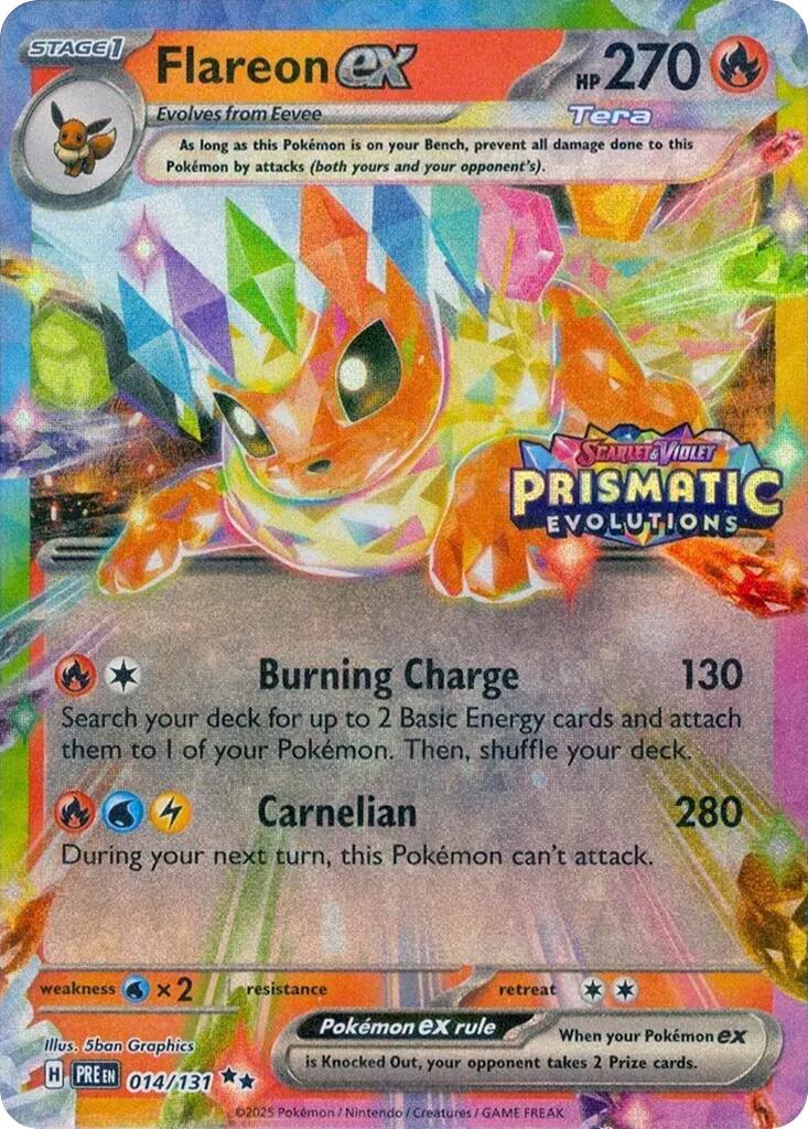Flareon ex - 014/131 (Prismatic Evolutions Stamp) 014/131 - (Miscellaneous Cards & Products) (Promo) Holofoil