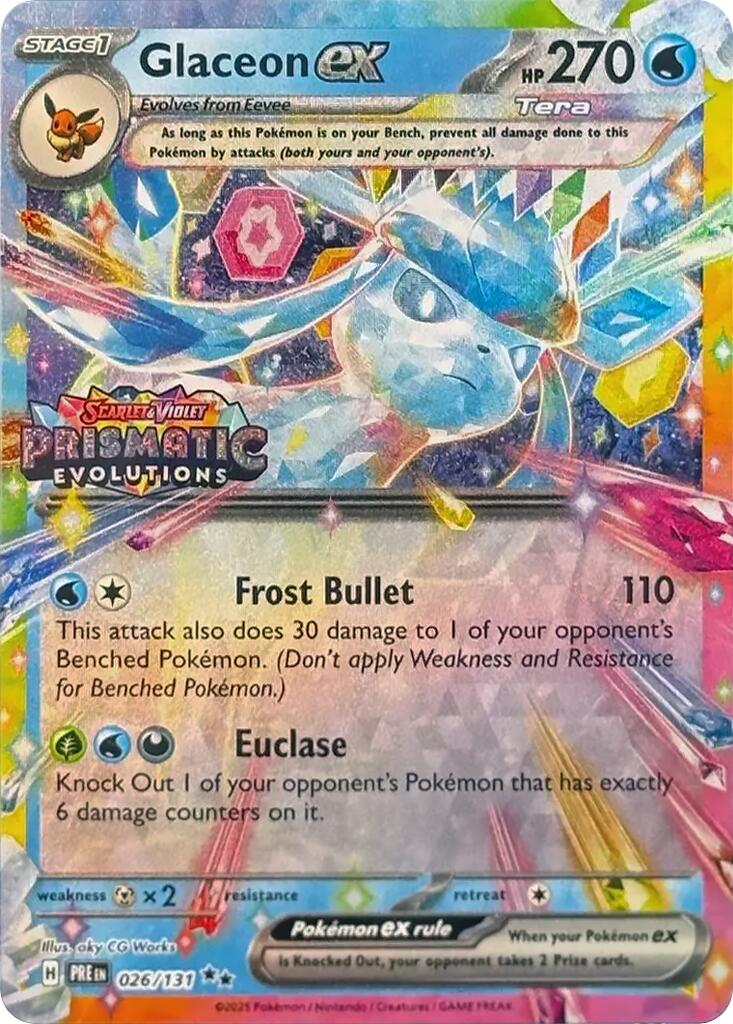 Glaceon ex - 026/131 (Prismatic Evolutions Stamp) 026/131 - (Miscellaneous Cards & Products) (Promo) Holofoil