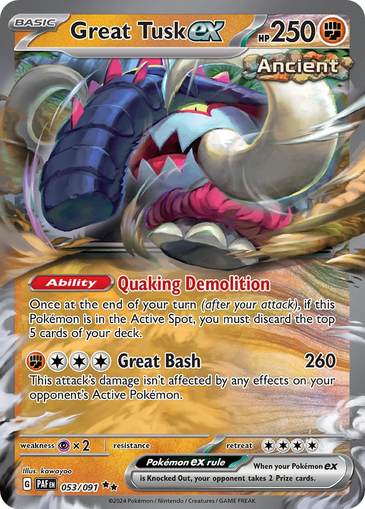 Great Tusk ex 053/091 - (SV: Paldean Fates) (Double Rare) Holofoil