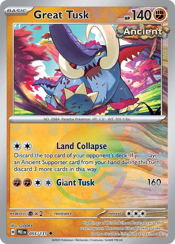 Great Tusk (Poke Ball Pattern) 055/131 - (SV: Prismatic Evolutions) (Uncommon) Holofoil