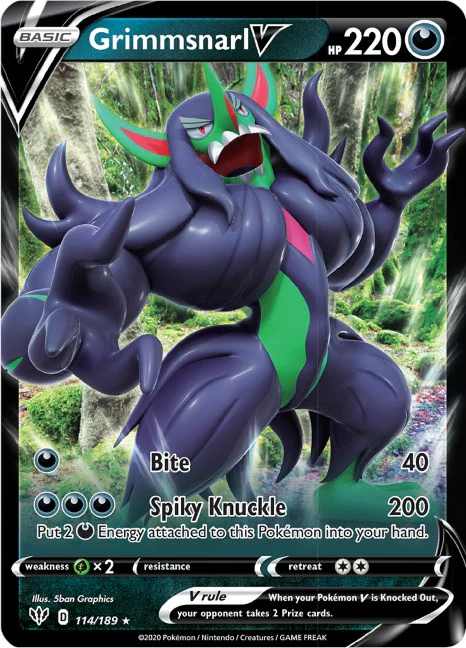 Grimmsnarl V 114/189 - (SWSH03: Darkness Ablaze) (Ultra Rare) Holofoil