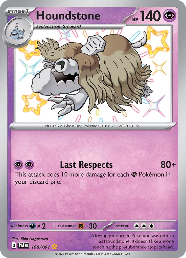 Houndstone - 168/091 - (SV: Paldean Fates) (Shiny Rare) Holofoil