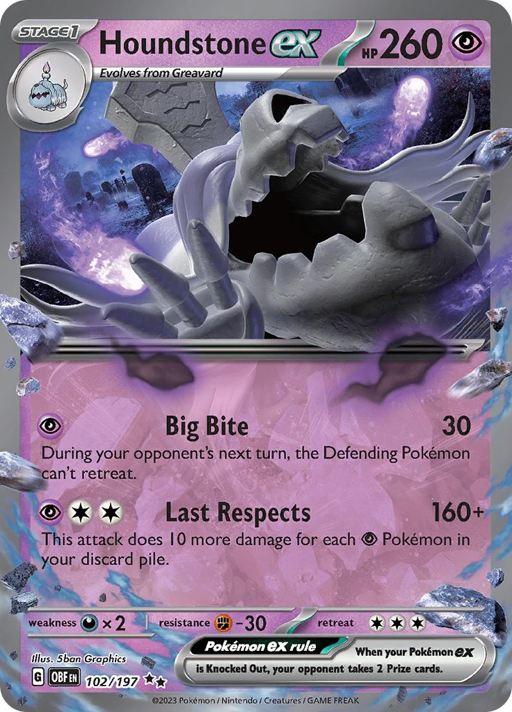 Houndstone ex 102/197 - (SV03: Obsidian Flames) (Double Rare) Holofoil