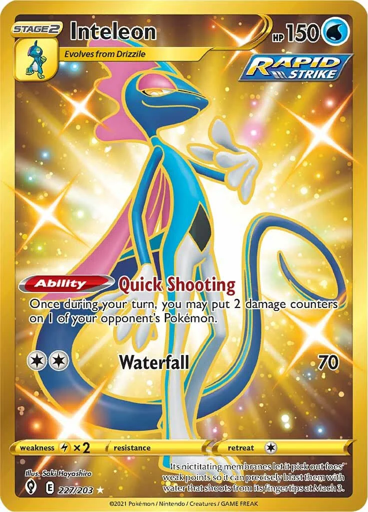 Inteleon (Secret) 227/203 - (SWSH07: Evolving Skies) (Secret Rare) Holofoil
