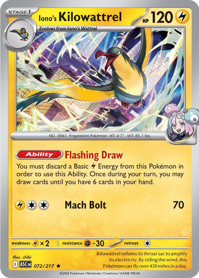 Iono's Kilowattrel 072/217 - (ME: Ascended Heroes) (Rare) Holofoil