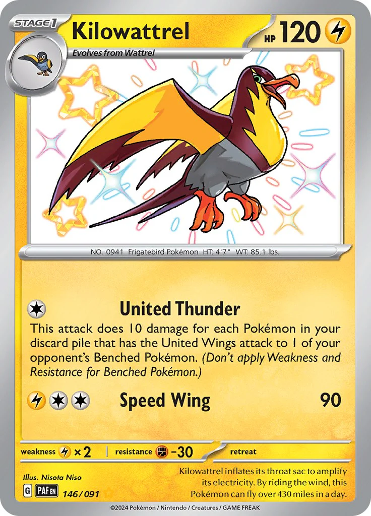 Kilowattrel - 146/091 - (SV: Paldean Fates) (Shiny Rare) Holofoil
