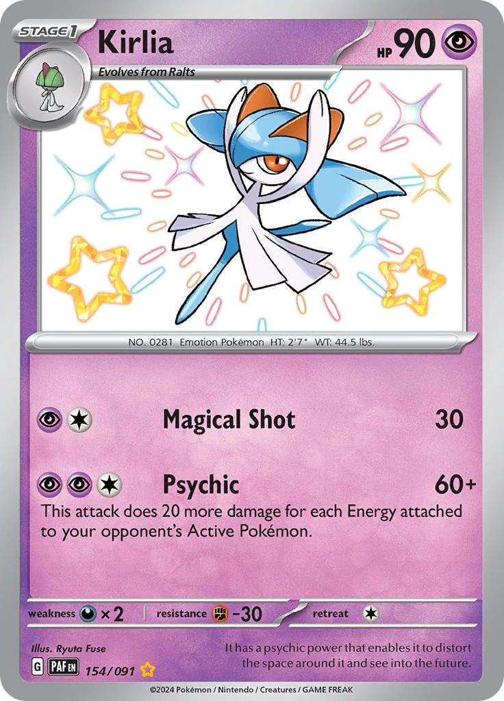 Kirlia - 154/091 - (SV: Paldean Fates) (Shiny Rare) Holofoil