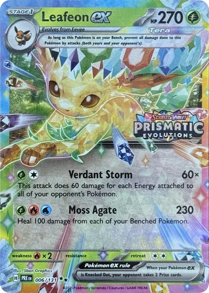 Leafeon ex - 006/131 (Prismatic Evolutions Stamp) 006/131 - (Miscellaneous Cards & Products) (Promo) Holofoil