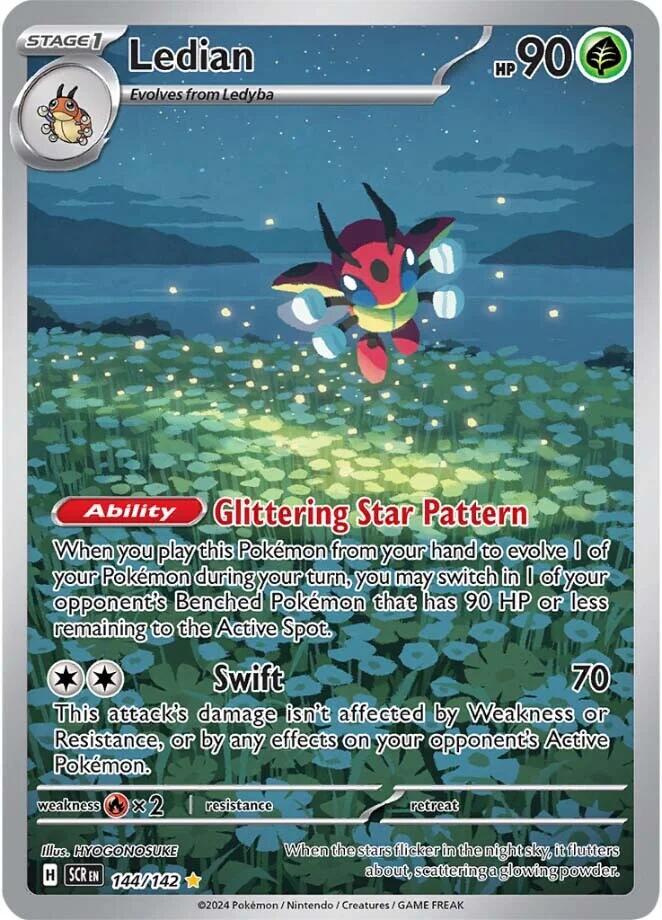 Ledian - 144/142 - (SV07: Stellar Crown) (Illustration Rare) Holofoil