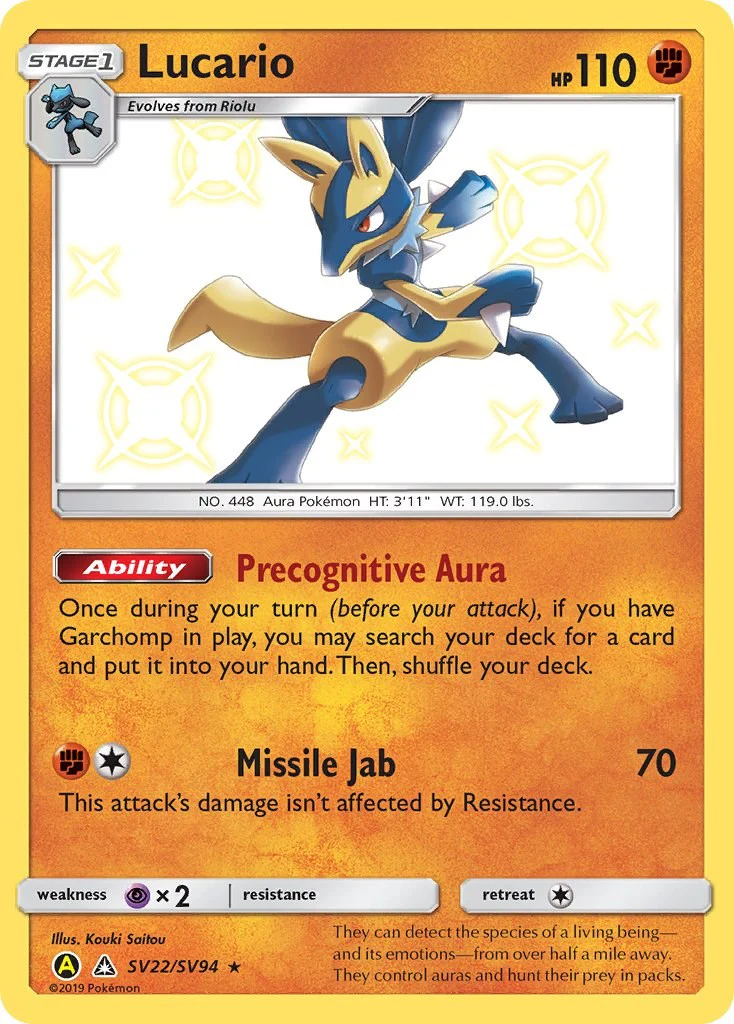 Lucario SV22/SV94 - (Hidden Fates: Shiny Vault) (Shiny Holo Rare) Holofoil
