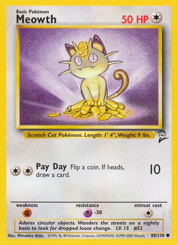 Meowth 080/130 - (Base Set 2) (Common)