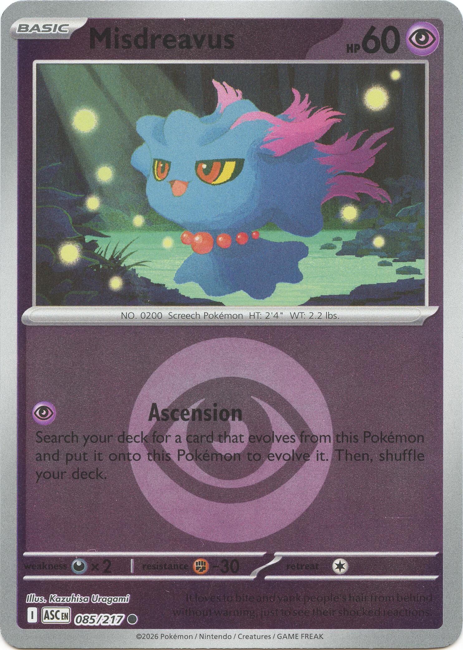 Misdreavus - 085/217 (Energy Symbol Pattern) 085/217 - (ME: Ascended Heroes) (Common) (Reverse Holofoil)