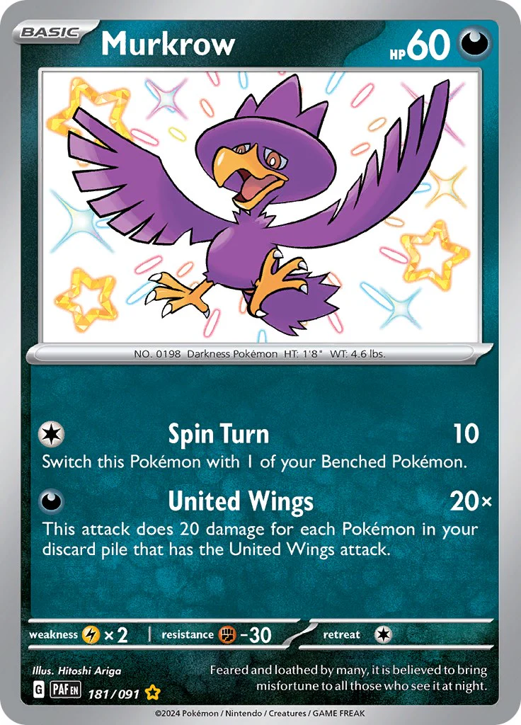 Murkrow 181/091 - (SV: Paldean Fates) (Shiny Rare) Holofoil