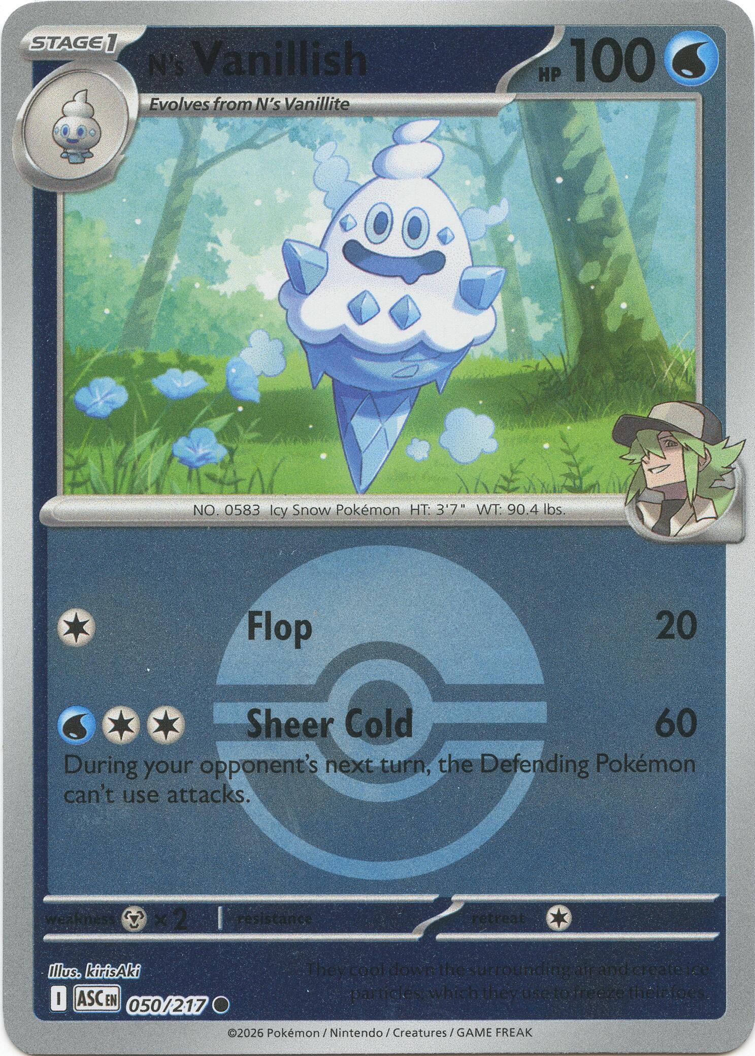 N's Vanillish (Poke Ball) 050/217 - (ME: Ascended Heroes) (Common) (Reverse Holofoil)