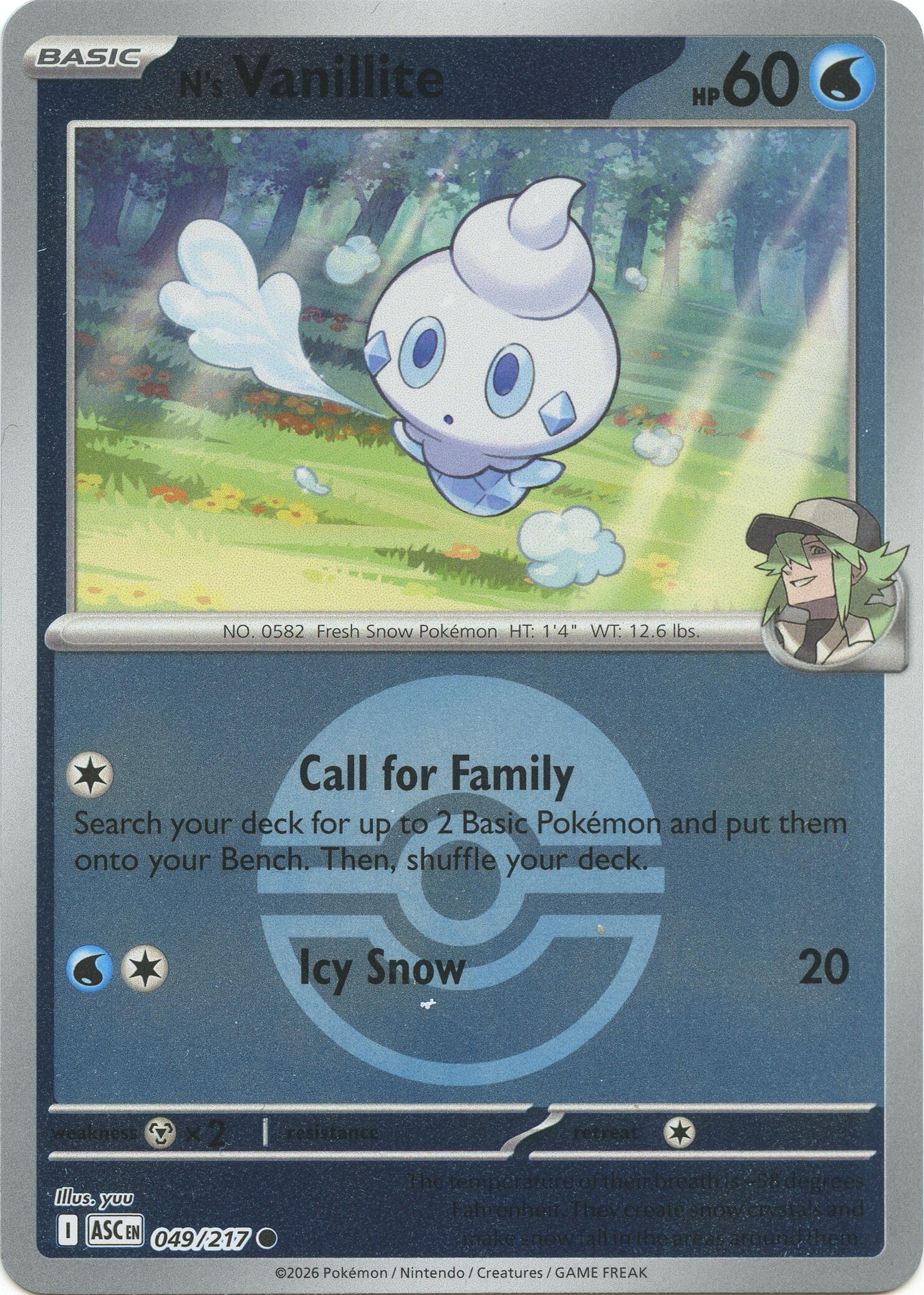 N's Vanillite (Poke Ball) 049/217 - (ME: Ascended Heroes) (Common) (Reverse Holofoil)