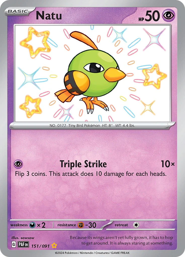 Natu - 151/091 - (SV: Paldean Fates) (Shiny Rare) Holofoil