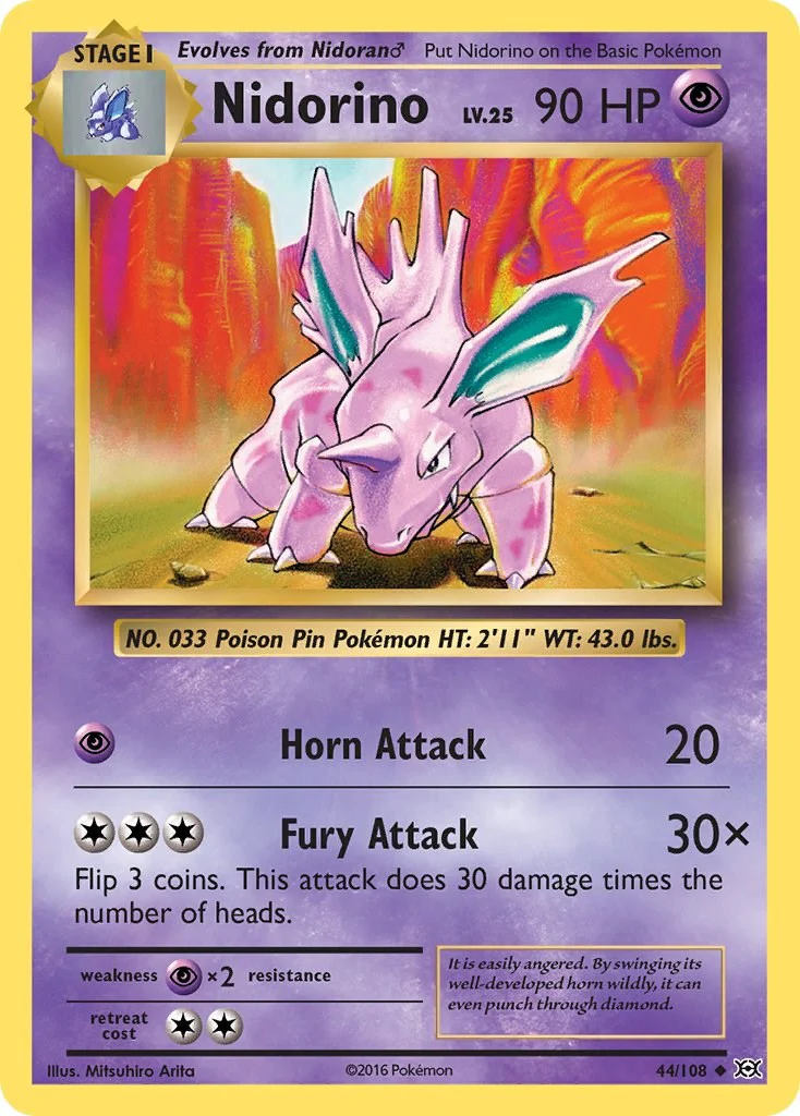 Nidorino 44/108 - (XY - Evolutions) (Uncommon) (Reverse Holofoil)