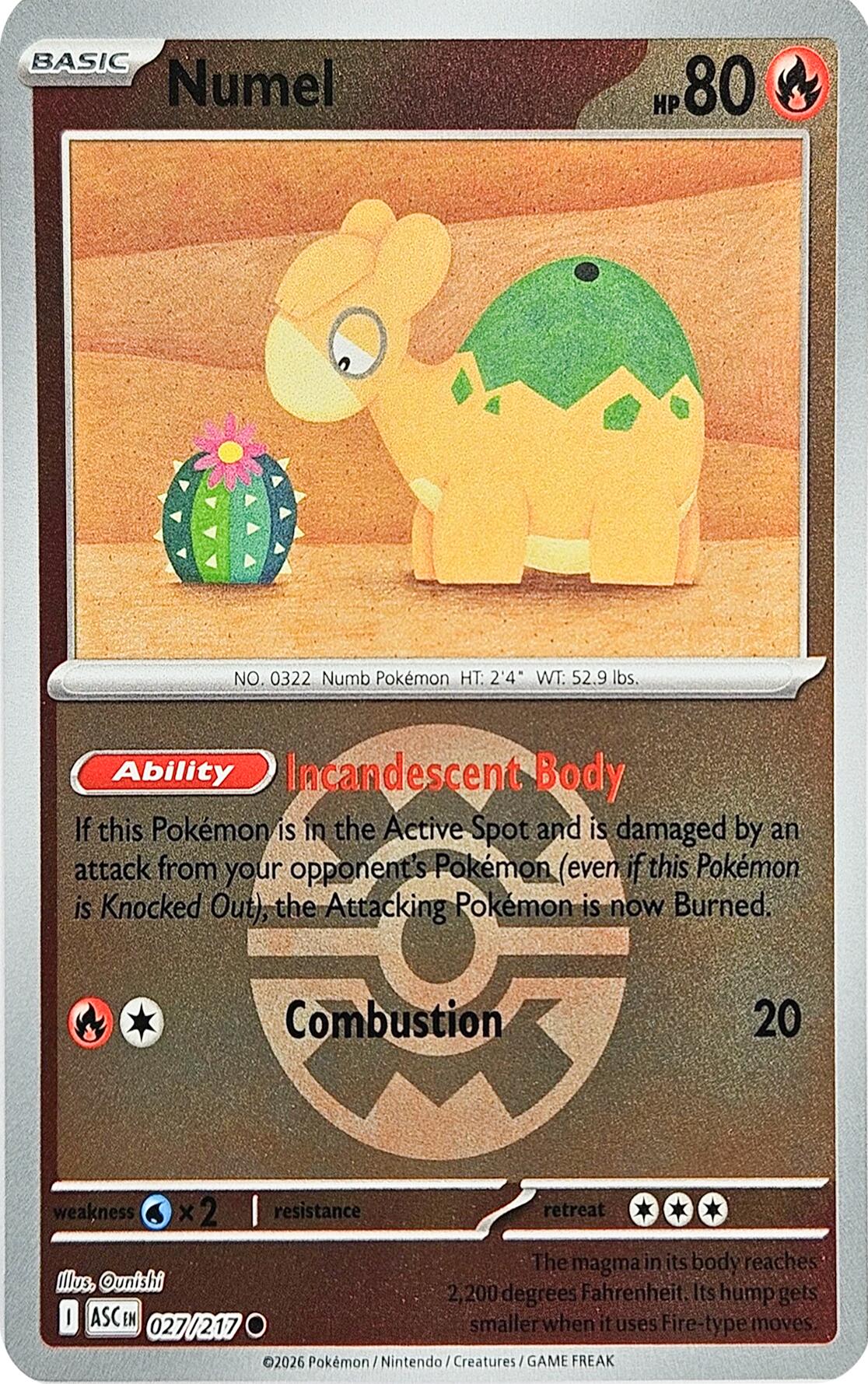 Numel - 027/217 (Quick Ball) 027/217 - (ME: Ascended Heroes) (Common) (Reverse Holofoil)