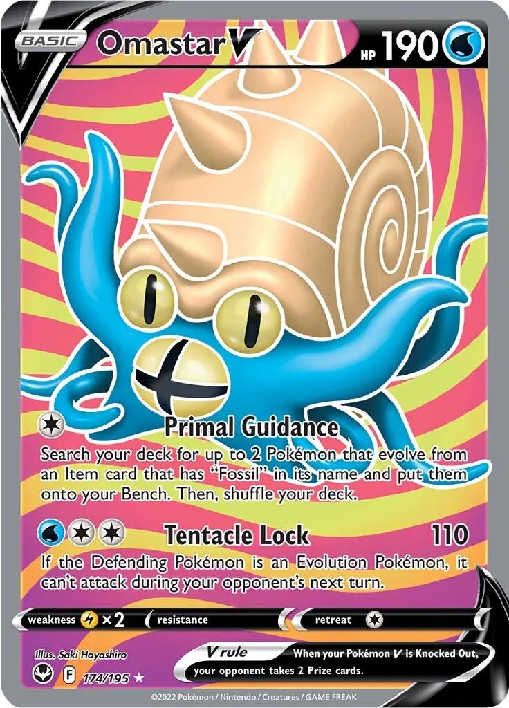 Omastar V (Full Art) 174/195 - (SWSH12: Silver Tempest) (Ultra Rare) Holofoil