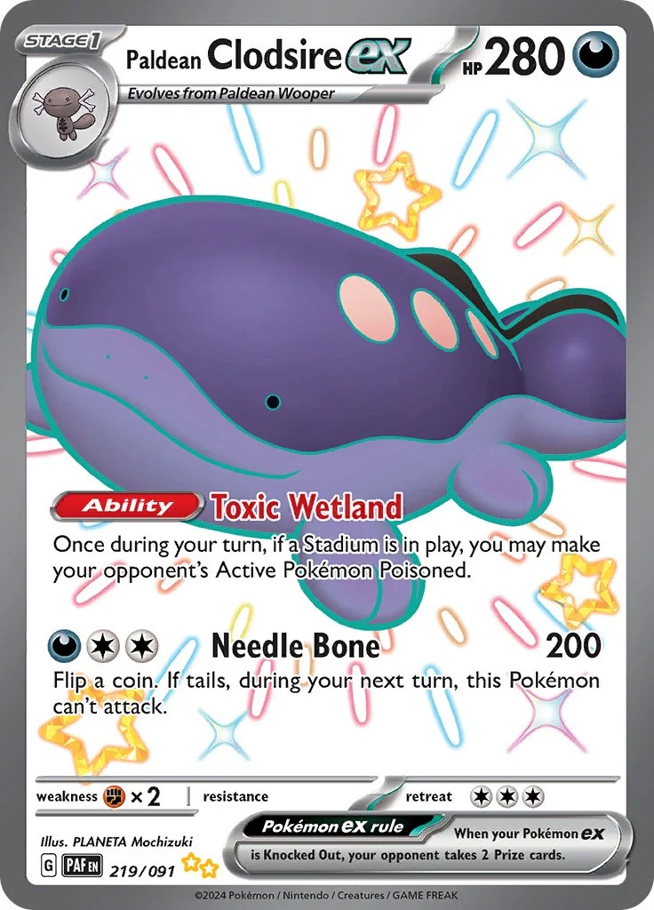 Paldean Clodsire ex - 219/091 - (SV: Paldean Fates) (Shiny Ultra Rare) Holofoil