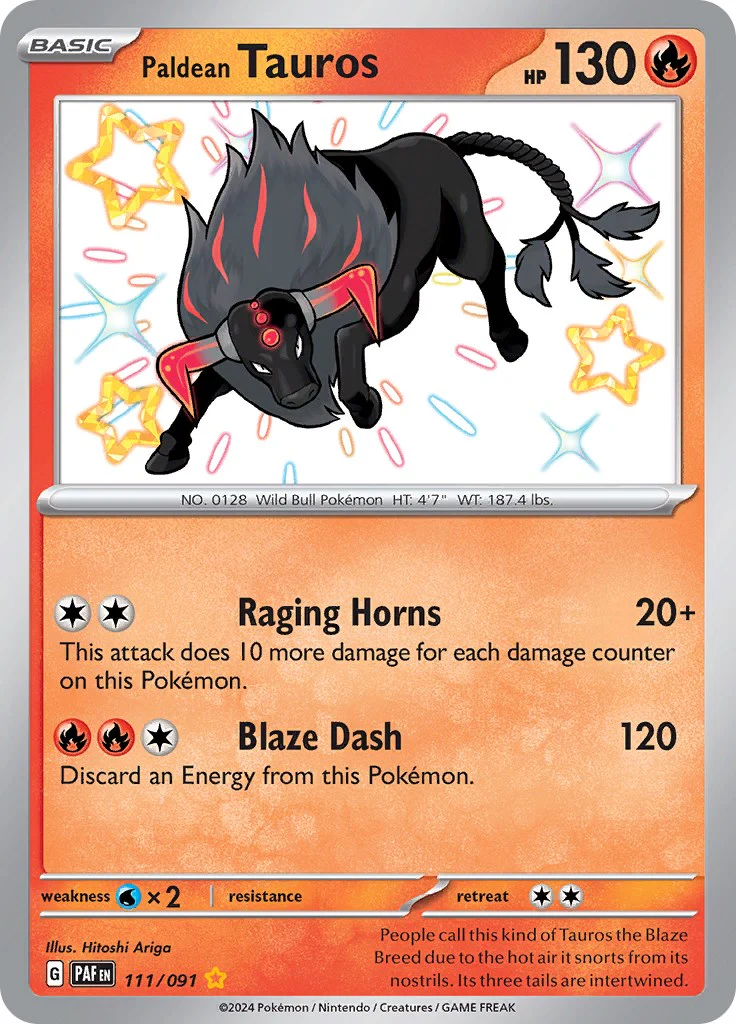 Paldean Tauros - 111/091 - (SV: Paldean Fates) (Shiny Rare) Holofoil