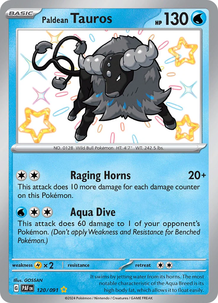 Paldean Tauros - 120/091 - (SV: Paldean Fates) (Shiny Rare) Holofoil