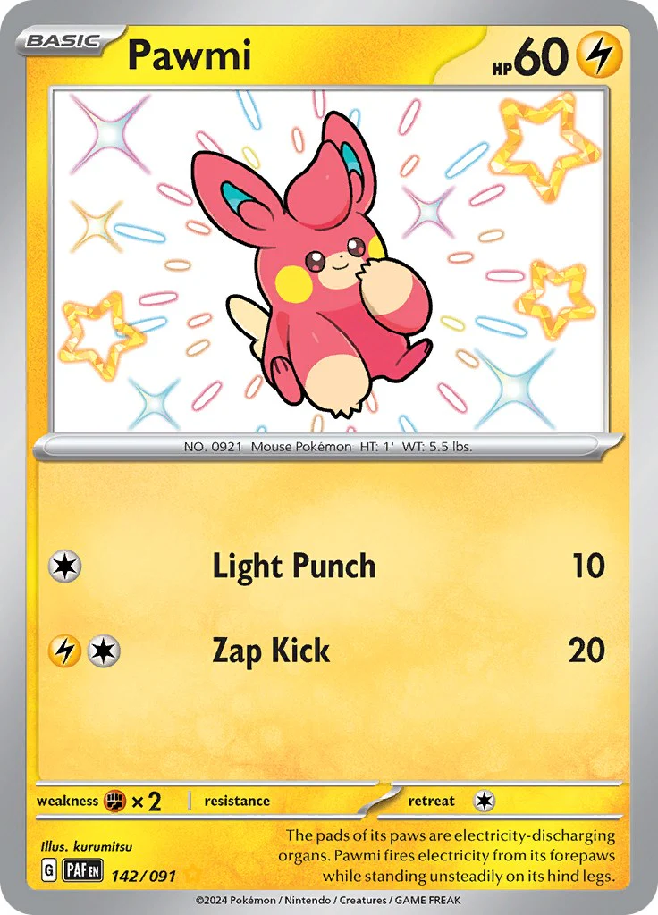 Pawmi - 142/091 - (SV: Paldean Fates) (Shiny Rare) Holofoil