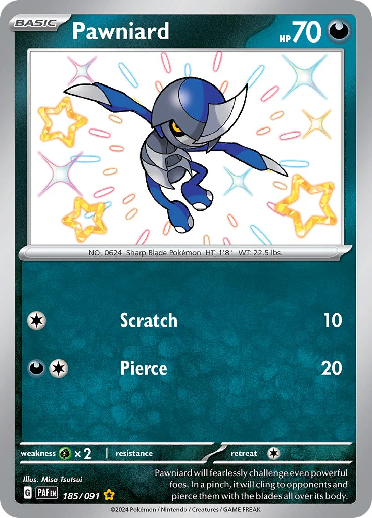 Pawniard 185/091 - (SV: Paldean Fates) (Shiny Rare) Holofoil