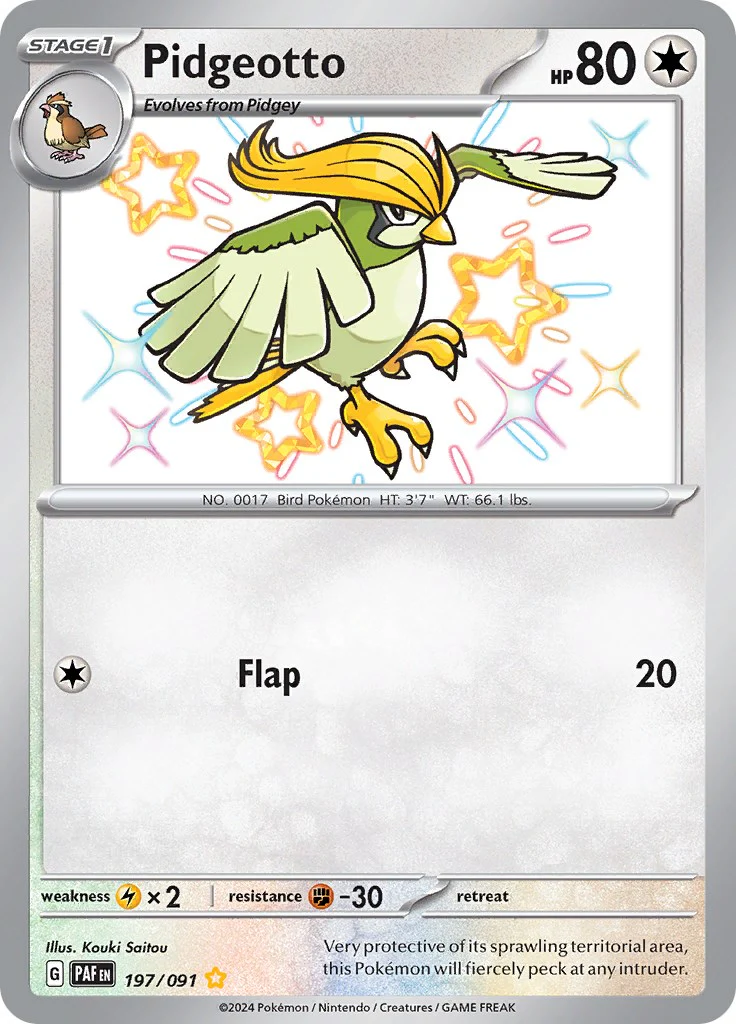 Pidgeotto 197/091 - (SV: Paldean Fates) (Shiny Rare) Holofoil
