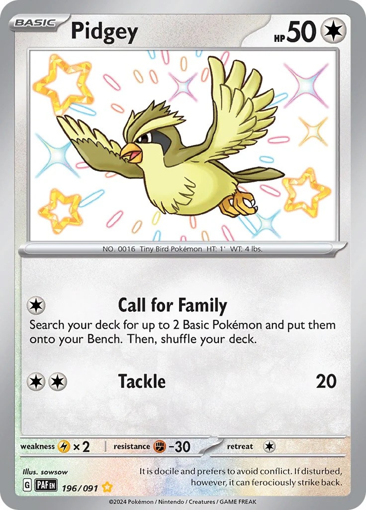 Pidgey 196/091 - (SV: Paldean Fates) (Shiny Rare) Holofoil
