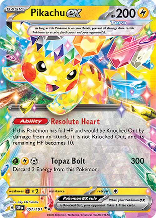 Pikachu ex - 057/191 - (SV08: Surging Sparks) (Double Rare) Holofoil
