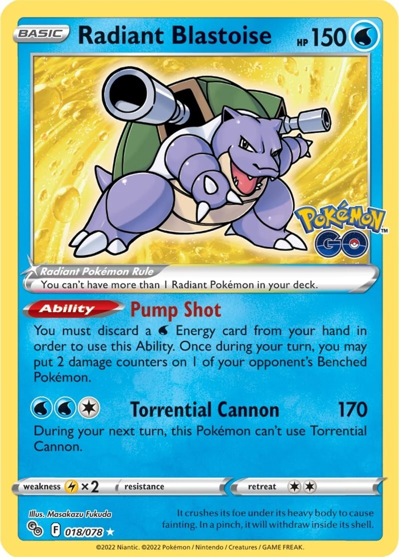 Radiant Blastoise 018/078 - (Pokemon GO) (Radiant Rare) Holofoil