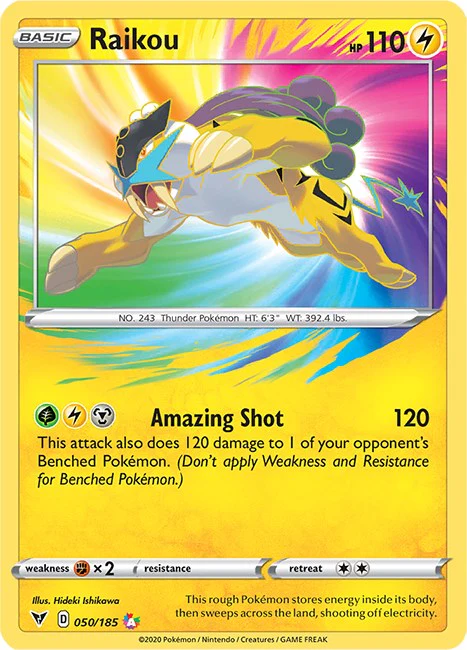 Raikou 050/185 - (SWSH04: Vivid Voltage) (Amazing Rare) Holofoil