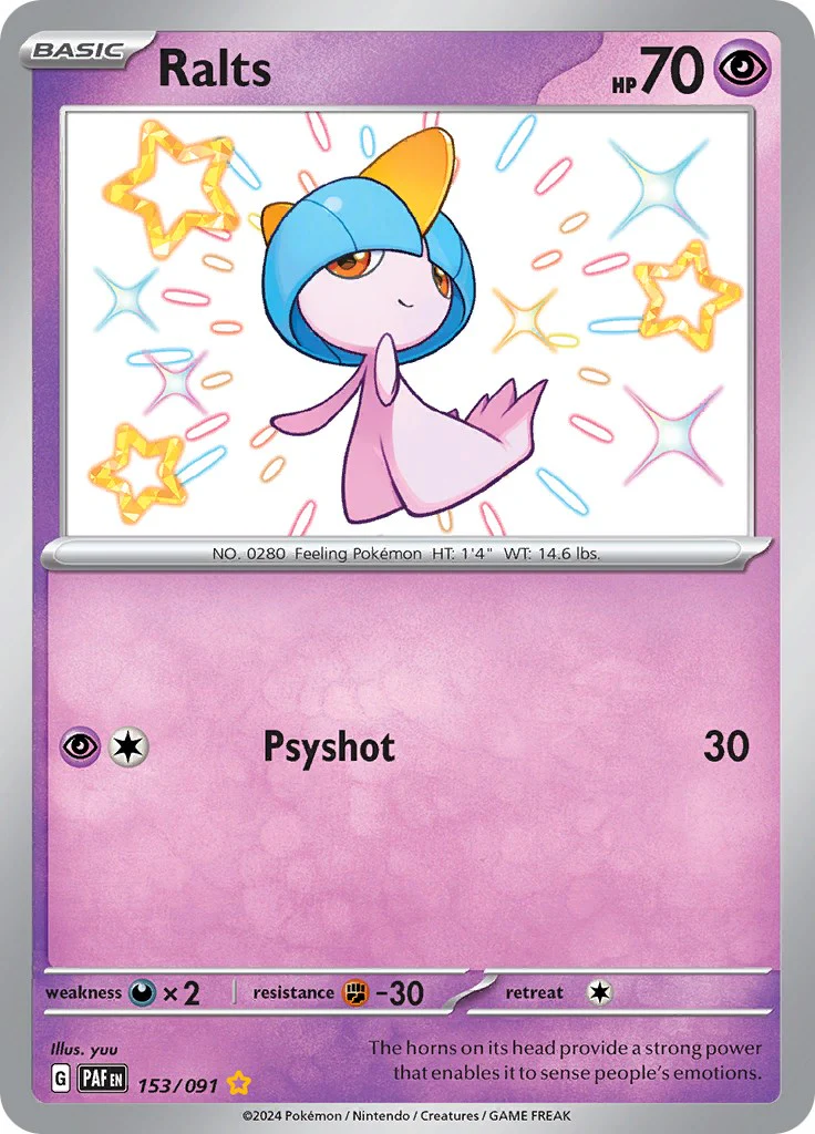 Ralts - 153/091 - (SV: Paldean Fates) (Shiny Rare) Holofoil