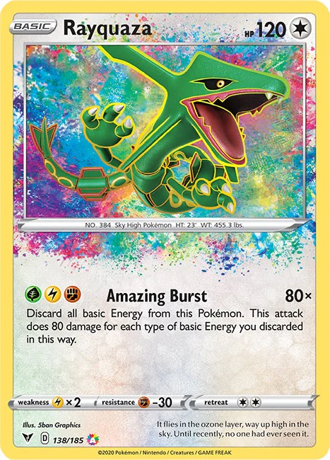 Rayquaza 138/185 - (SWSH04: Vivid Voltage) (Amazing Rare) Holofoil
