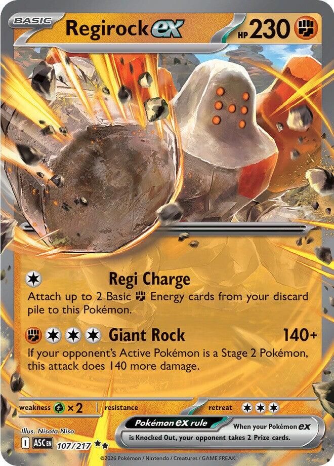 Regirock ex 107/217 - (ME: Ascended Heroes) (Double Rare) Holofoil
